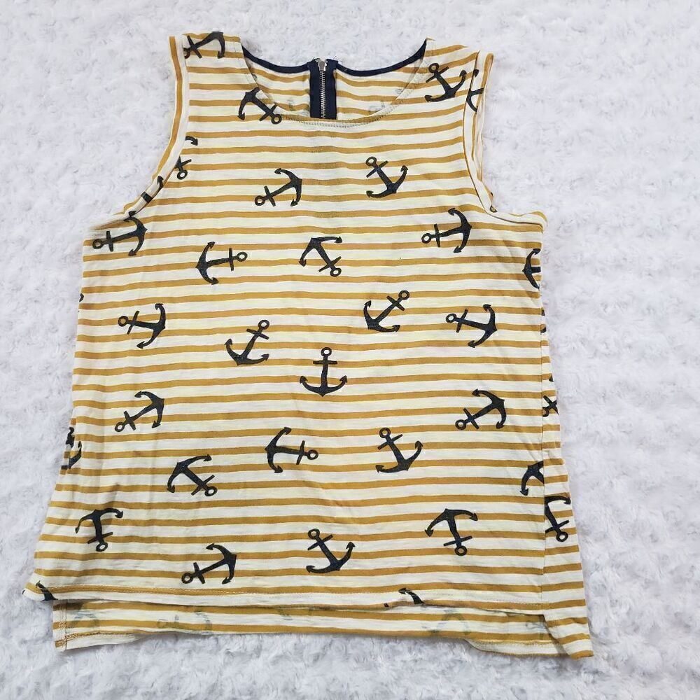 Nautical yellow striped tank blue anchors and zip back see measurements for size
